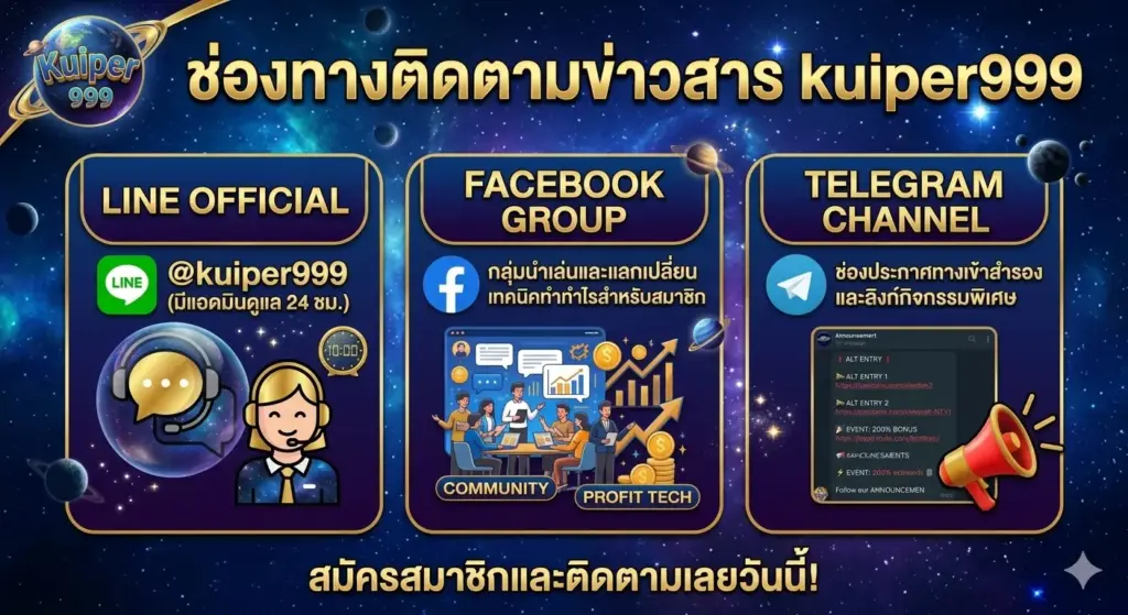 ช่องทางติดตามอัปเดตและรับข่าวสารจาก kuiper999